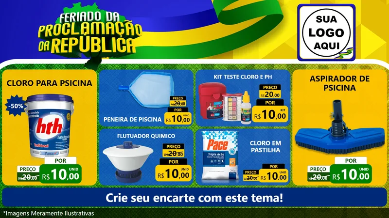 Modelo de TV para TV Horizontal com o tema Feriado da Proclamação da República para Produtos para Piscina