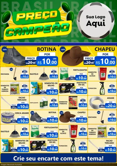 Modelo de Encarte para Encarte A4 Vertical com o tema Preço Campeão - Copa para Agropecuária