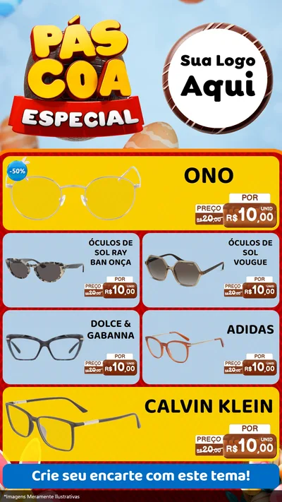 Modelo de TV para TV Vertical com o tema Páscoa Especial para Óticas