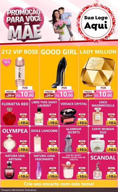 Modelo de Encarte para Encarte Grande com o tema Promoção Para Você Mãe para Perfumes