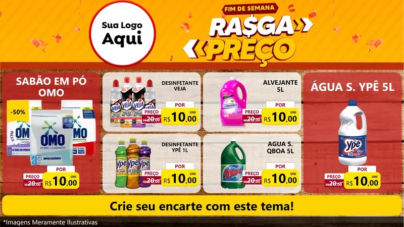 Modelo de TV para TV Horizontal com o tema Fim de Semana Rasga Preços para Produtos de Limpeza