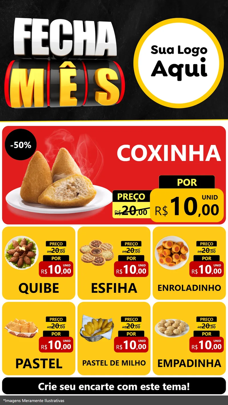 Modelo de Rede Social para Stories com o tema Fecha Mês para Salgadaria