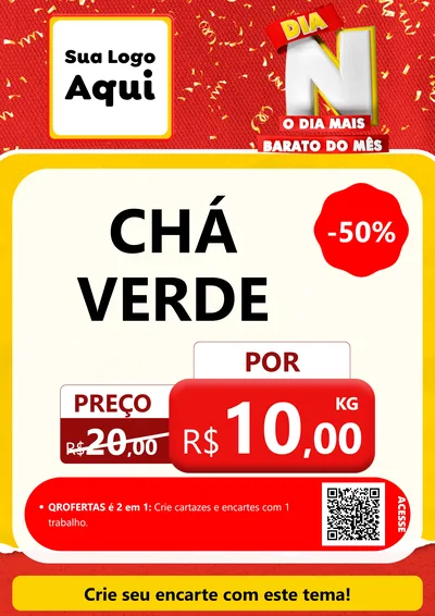 Modelo de Cartaz para Cartaz A4 Vertical com o tema Dia N o Dia Mais Barato do Mês para Produtos Naturais