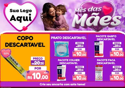 Modelo de Encarte para Encarte A4 Horizontal com o tema Mês das Mães para Embalagens