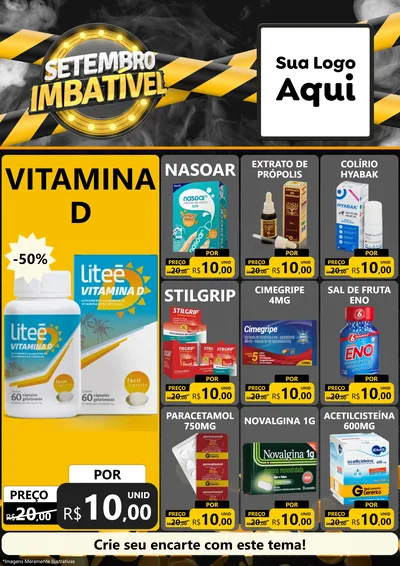 Modelo de Encarte para Encarte A4 Vertical com o tema Setembro Imbatível para Farmácia
