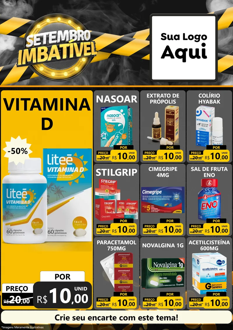 Modelo de Encarte para Encarte A4 Vertical com o tema Setembro Imbatível para Farmácia