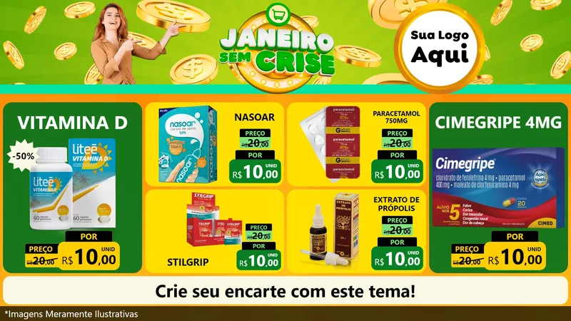 Modelo de TV para TV Horizontal com o tema Janeiro Sem Crise para Farmácia