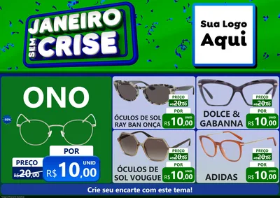 Modelo de Encarte para Encarte A4 Horizontal com o tema Janeiro Sem Crise para Óticas