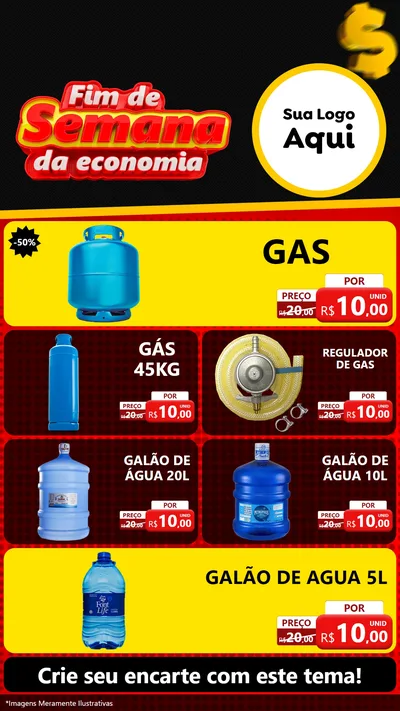 Modelo de TV para TV Vertical com o tema Fim de Semana da Economia para Água e gás