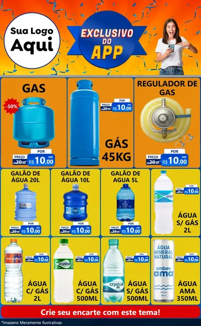 Modelo de Encarte para Encarte Grande com o tema Exclusivo do Aplicativo para Água e gás