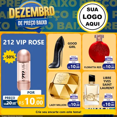 Modelo de Rede Social para Feed Facebook com o tema Dezembro de Preço Baixo para Perfumes