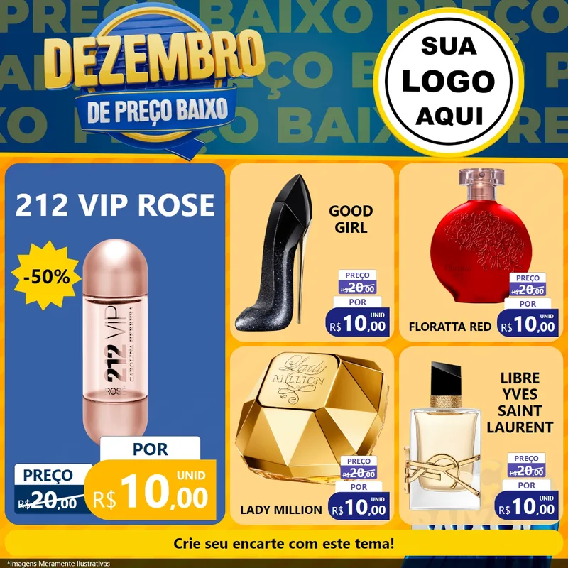 Modelo de Rede Social para Feed Facebook com o tema Dezembro de Preço Baixo para Perfumes