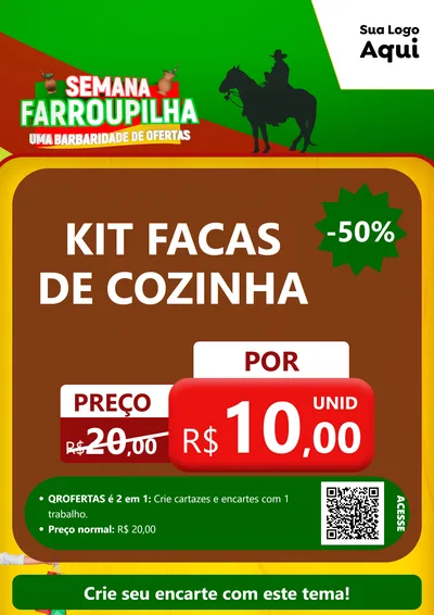 Modelo de Cartaz para Cartaz A4 Vertical com o tema Semana Farroupilha - Uma Barbaridade de Ofertas para Utilidades Domésticas