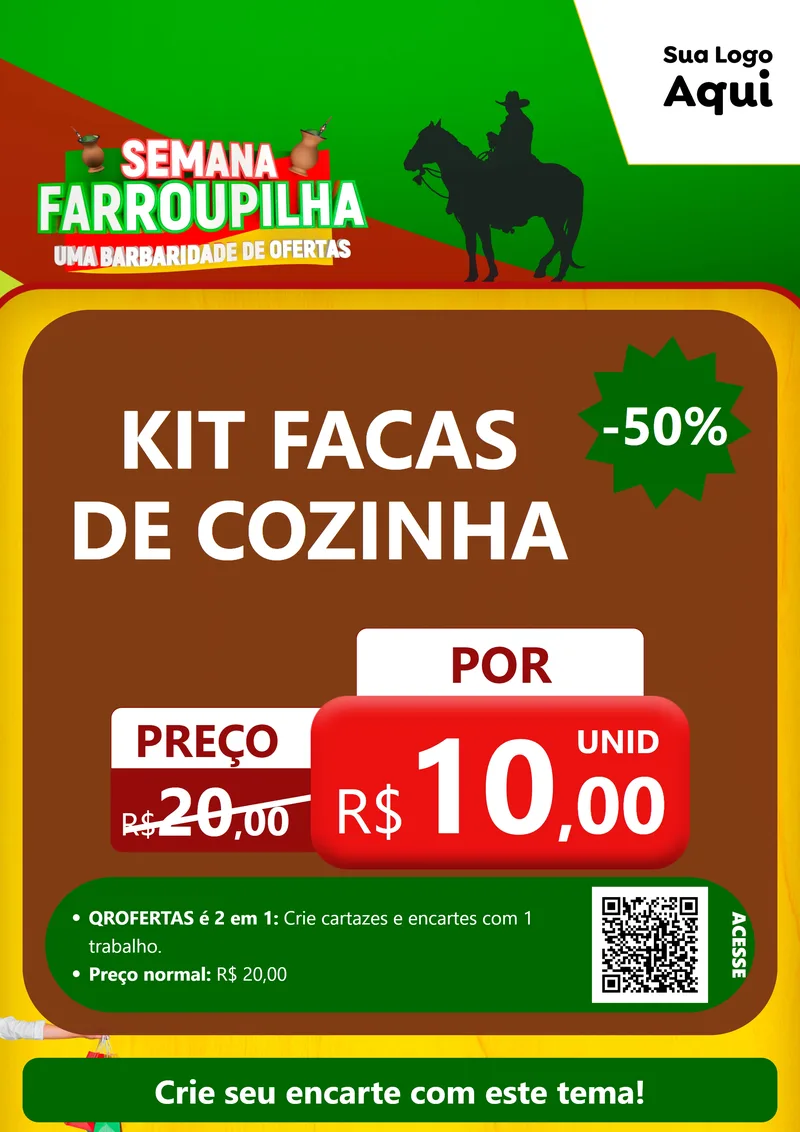Modelo de Cartaz para Cartaz A4 Vertical com o tema Semana Farroupilha - Uma Barbaridade de Ofertas para Utilidades Domésticas