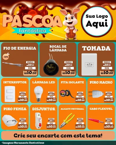 Modelo de Rede Social para Feed Instagram com o tema Páscoa Fantástica para Materiais Elétricos