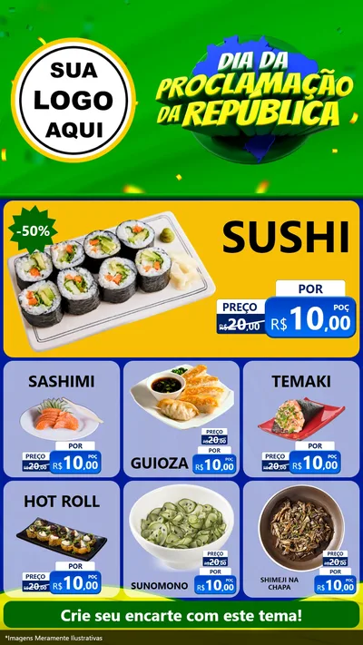 Modelo de Rede Social para Stories com o tema Dia Da Proclamação Da República para Comida japonesa