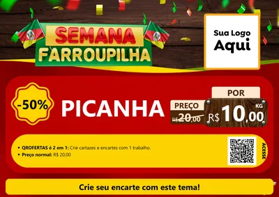 Modelo de Cartaz para Cartaz A4 Horizontal com o tema Semana Farroupilha para Açougue