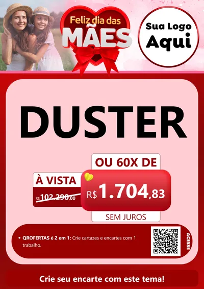 Modelo de Cartaz para Cartaz A4 Vertical com o tema Feliz Dia Das Mães para Concessionaria de Carros