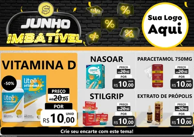 Modelo de Encarte para Encarte A4 Horizontal com o tema Junho Imbatível para Farmácia
