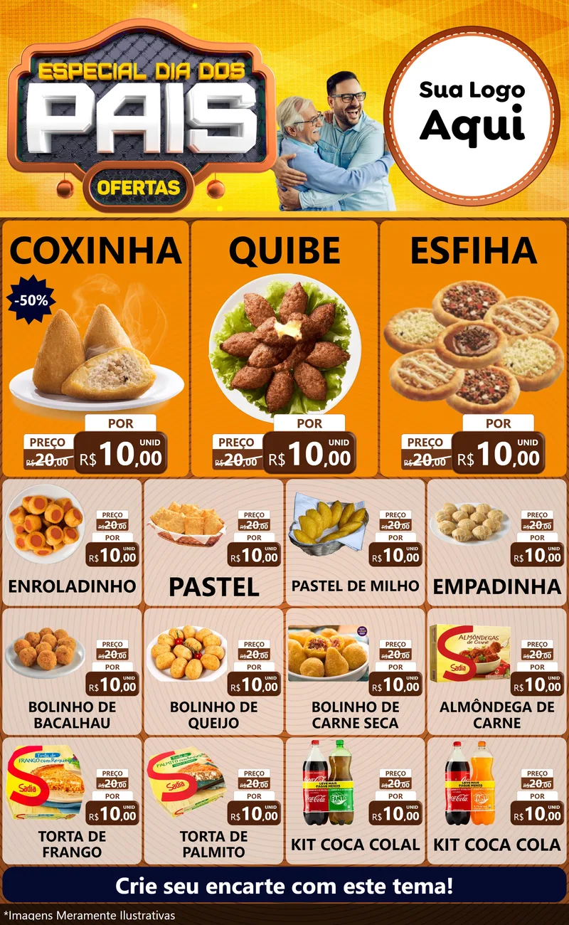 Modelo de Encarte para Encarte Grande com o tema Especial Dia dos Pais para Salgadaria