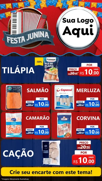 Modelo de TV para TV Vertical com o tema Festa Junina para Peixaria