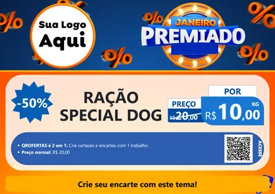 Modelo de Cartaz para Cartaz A4 Horizontal com o tema Janeiro Premiado para Pet Shop