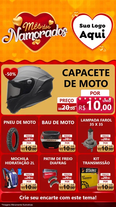 Modelo de Rede Social para Stories com o tema Mês dos Namorados para Moto peças