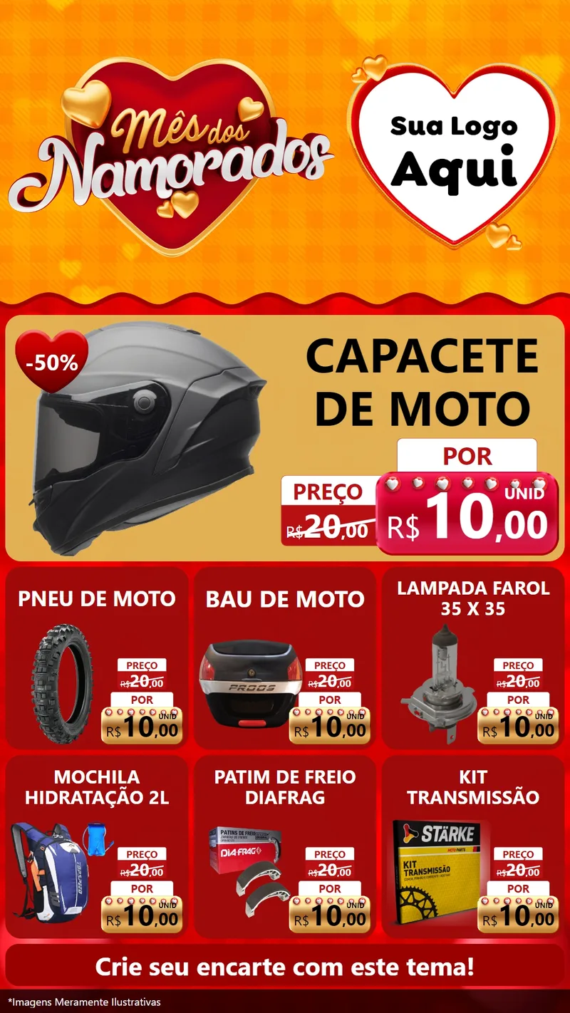 Modelo de Rede Social para Stories com o tema Mês dos Namorados para Moto peças