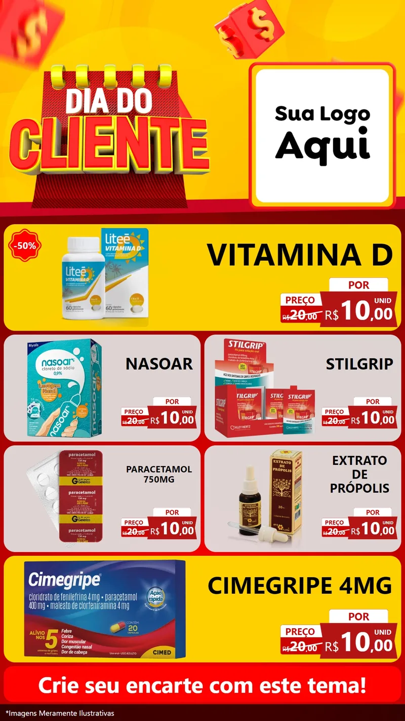 Modelo de TV para TV Vertical com o tema Dia do Cliente para Farmácia