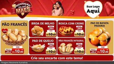 Modelo de TV para TV Horizontal com o tema Promoção Dia das Mães para Padaria