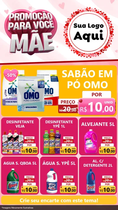 Modelo de Rede Social para Stories com o tema Promoção Para Você Mãe para Produtos de Limpeza