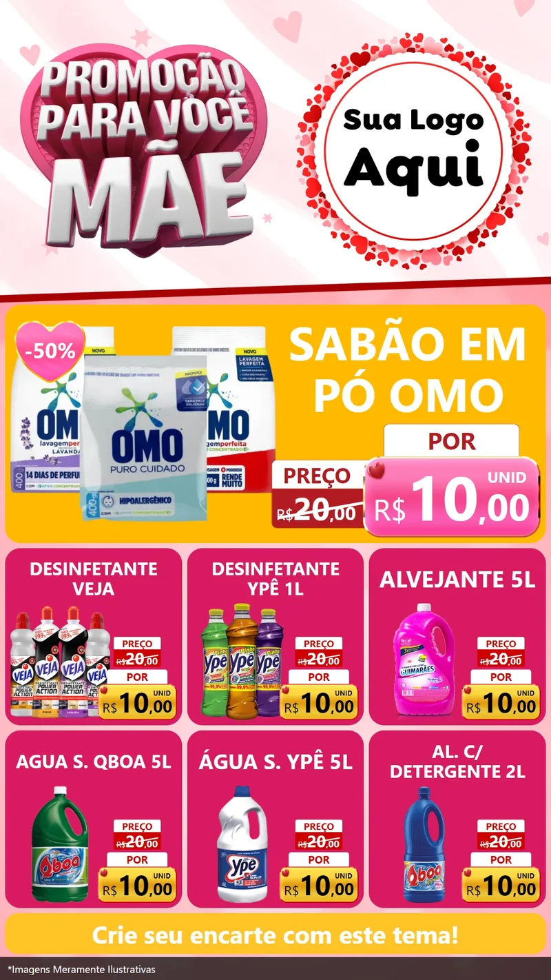 Modelo de Rede Social para Stories com o tema Promoção Para Você Mãe para Produtos de Limpeza