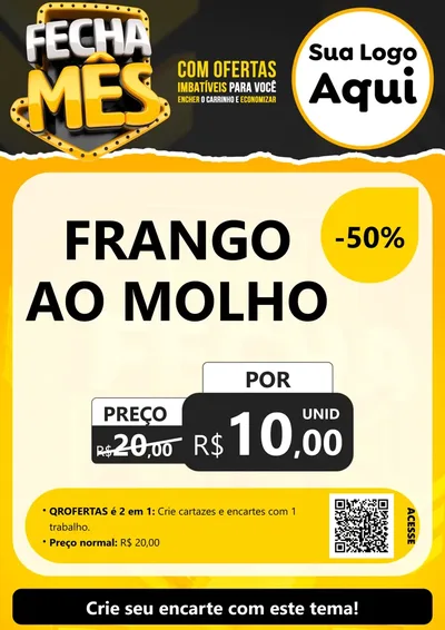Modelo de Cartaz para Cartaz A4 Vertical com o tema Fecha Mês para Restaurante