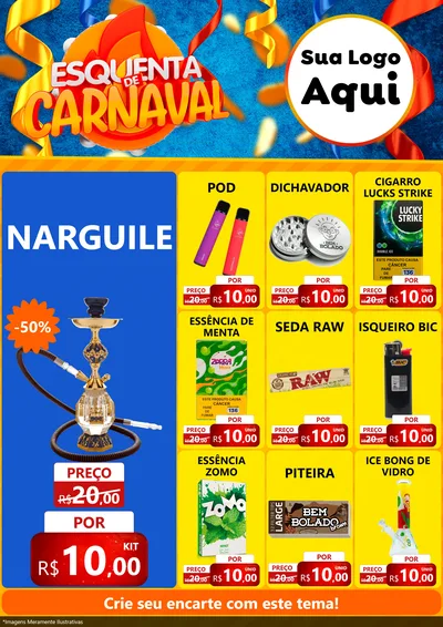 Modelo de Encarte para Encarte A4 Vertical com o tema Esquenta de Carnaval para Tabacaria