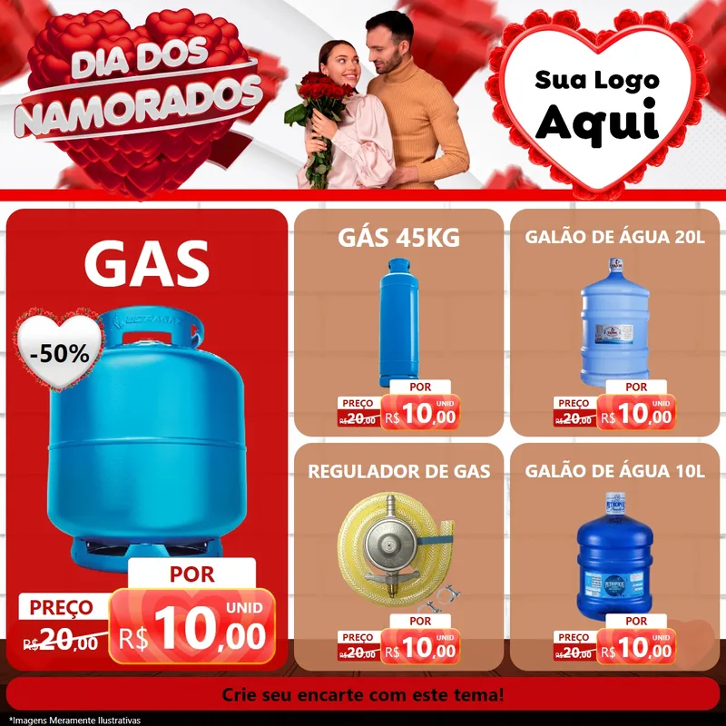 Modelo de Rede Social para Feed Facebook com o tema Dia dos Namorados para Água e gás