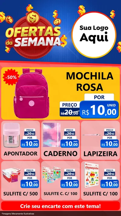 Modelo de Rede Social para Stories com o tema Ofertas Da Semana para Papelaria