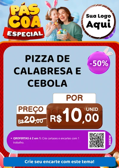Modelo de Cartaz para Cartaz A4 Vertical com o tema Páscoa Especial para Pizzaria