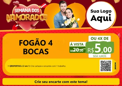 Modelo de Cartaz para Cartaz A4 Horizontal com o tema Semana dos Namorados para Móveis e Eletro