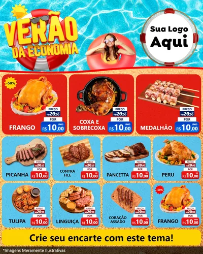 Modelo de Rede Social para Feed Instagram com o tema Verão da Economia para Assados