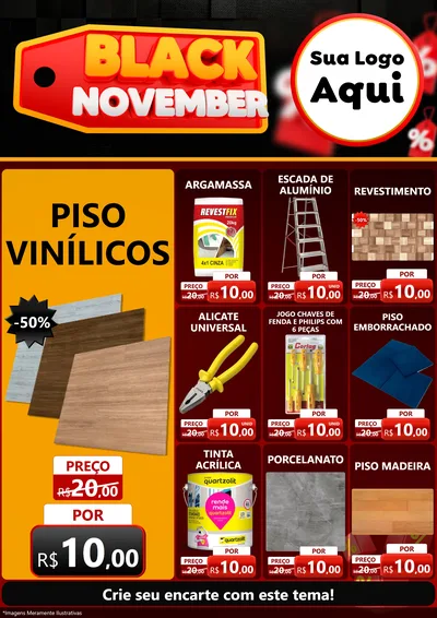 Modelo de Encarte para Encarte A4 Vertical com o tema Black November para Material para Construção