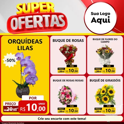 Modelo de Rede Social para Feed Facebook com o tema Super Ofertas para Floricultura e jardim