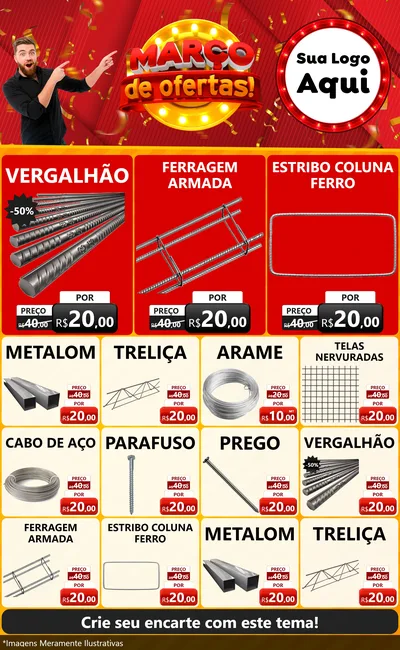 Modelo de Encarte para Encarte Grande com o tema Março de Ofertas! para Ferragens