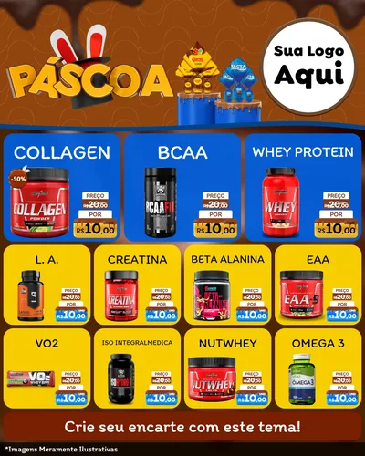 Modelo de Rede Social para Feed Instagram com o tema Páscoa para Suplementos alimentares