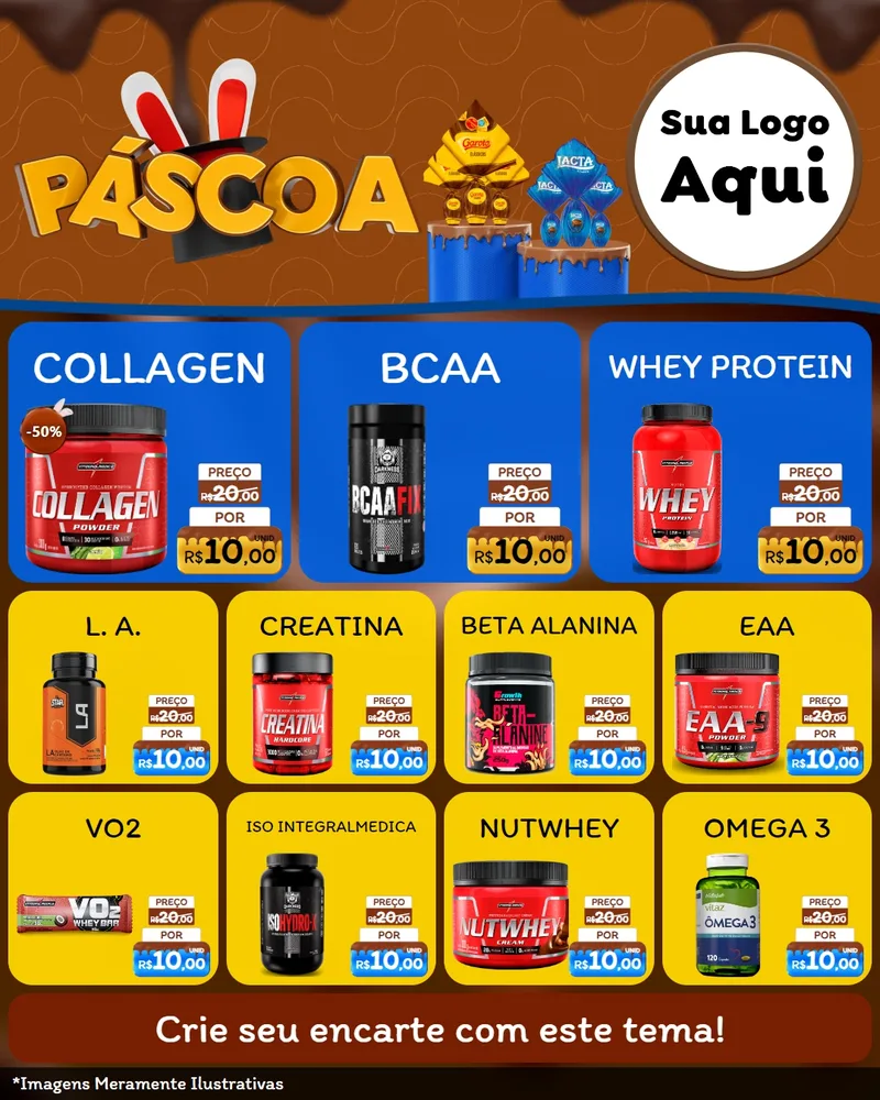 Modelo de Rede Social para Feed Instagram com o tema Páscoa para Suplementos alimentares