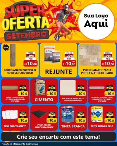 Modelo de Rede Social para Feed Instagram com o tema Super Oferta Setembro para Pisos e revestimentos