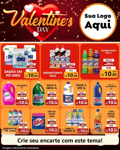Modelo de Rede Social para Feed Instagram com o tema Valentine's Day para Produtos de Limpeza