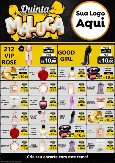 Modelo de Encarte para Encarte A4 Vertical com o tema Quinta Maluca para Perfumes