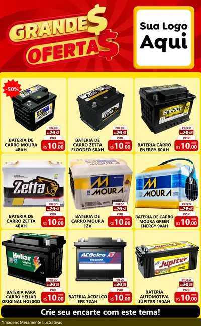 Modelo de Encarte para Encarte Grande com o tema Grandes Ofertas para Baterias Elétricas