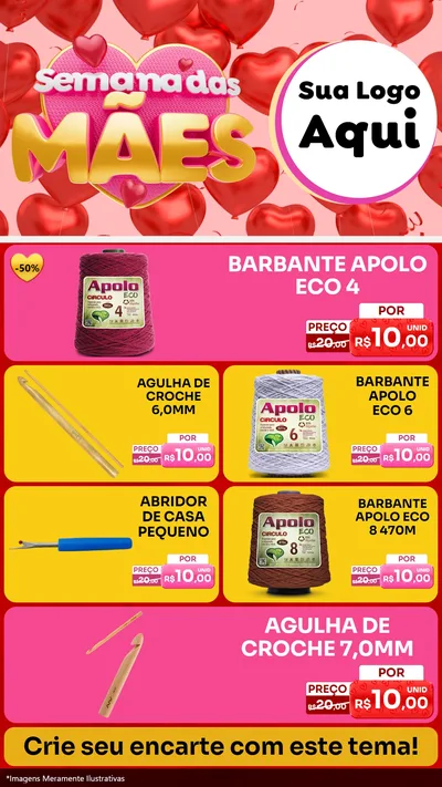 Modelo de TV para TV Vertical com o tema Semana Das Mães para Armarinho e Aviamentos
