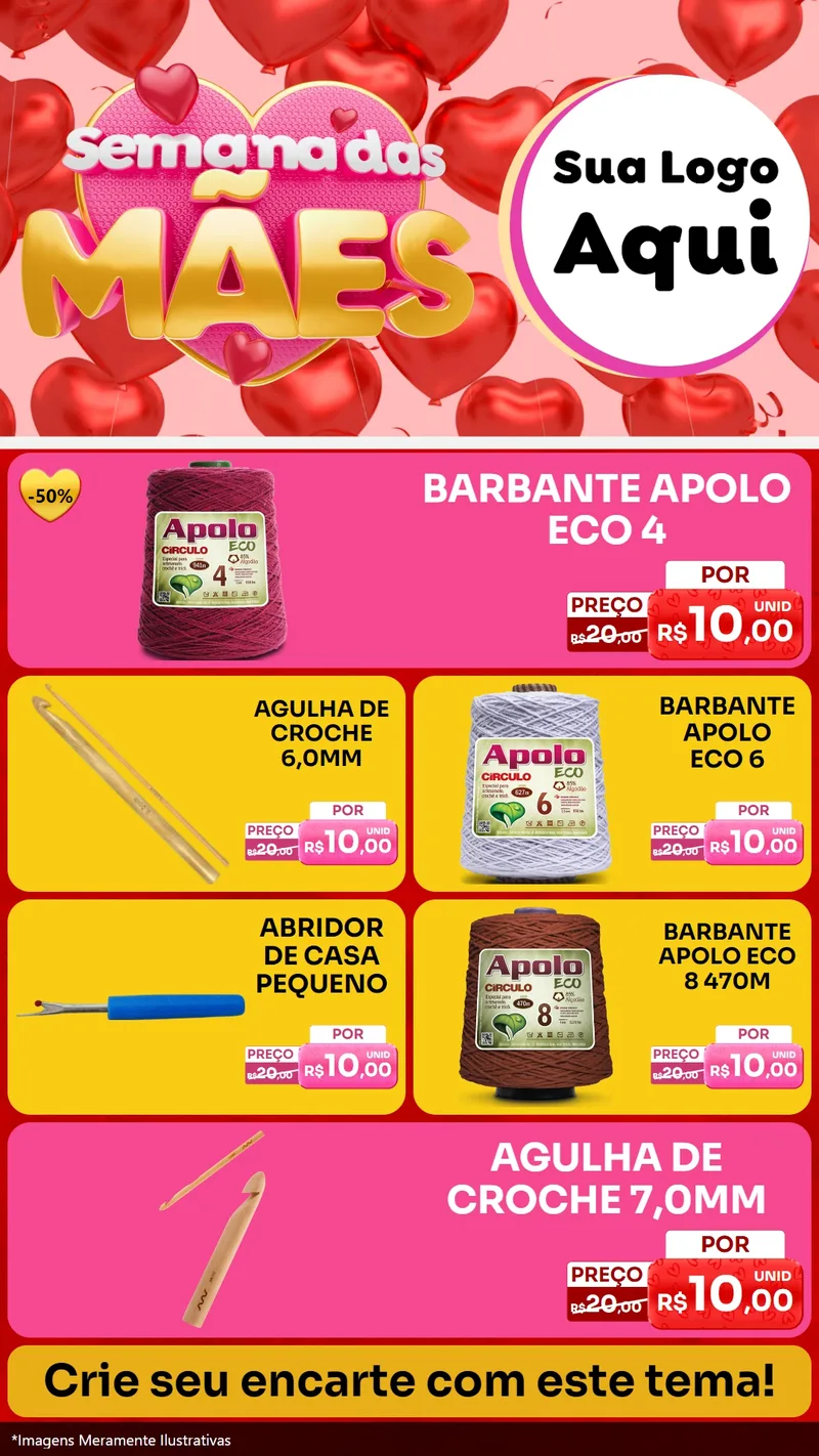 Modelo de TV para TV Vertical com o tema Semana Das Mães para Armarinho e Aviamentos